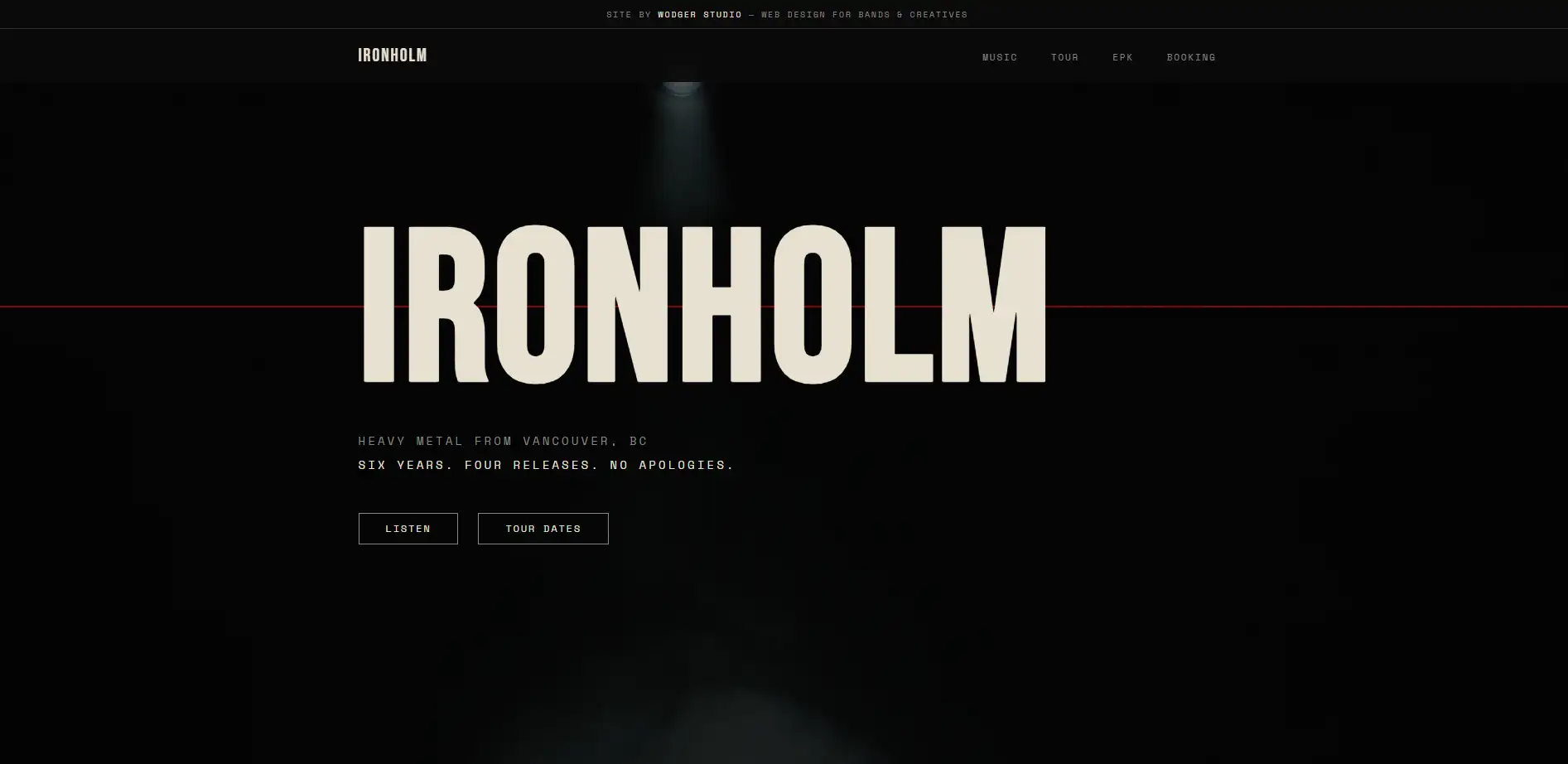 Ironholm band site screenshot